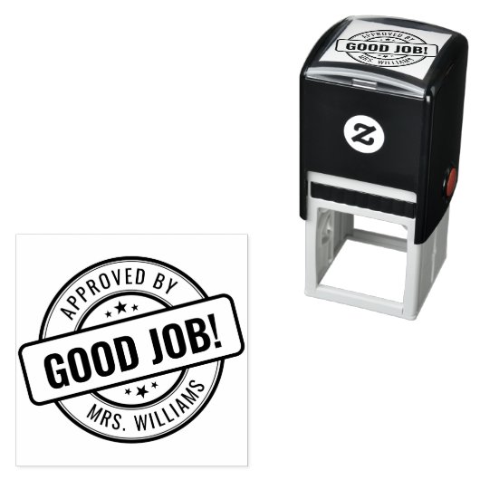 カスタム先生名お疲れ!宿題の承認 セルフインキングスタンプ (インサイチュ)