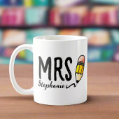 カスタム先生名lスクリプユニークトかわいい鉛筆 コーヒーマグカップ