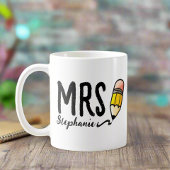 カスタム先生名lスクリプユニークトかわいい鉛筆 コーヒーマグカップ