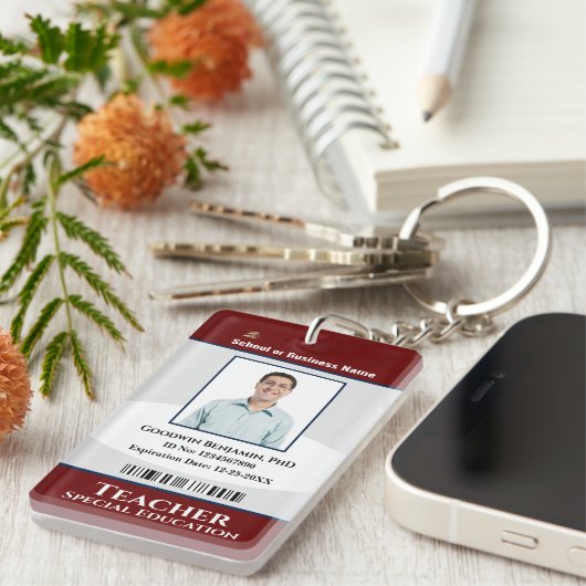 カスタム先生社員の写真名ロゴ キーホルダー (正面右)