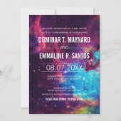 カスタム光カラフル銀河系結婚式招待状 招待状 (正面)