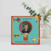 カスタム光レトロパイロット誕生日招待状 招待状 (スタンド正面)