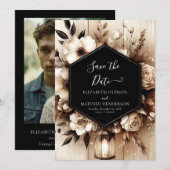 カスタム光素朴結婚の セーブザデート (正面/裏面)