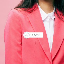 カスタム円丸ロゴ白黒歯科スタッフ 名札