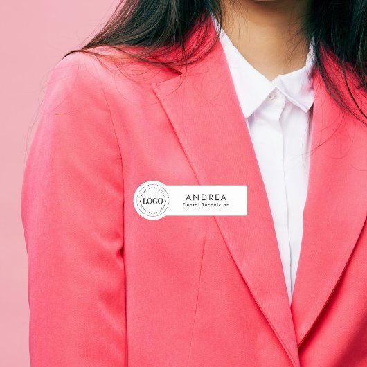 カスタム円丸ロゴ白黒歯科スタッフ 名札