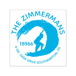 カスタム円形サーフ波ファミリ名 セルフインキングスタンプ