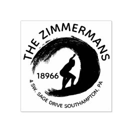 カスタム円形サーフ波ファミリ名 ラバースタンプ