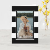 カスタム写ストライプの真70誕生日 カード (黄色い花)