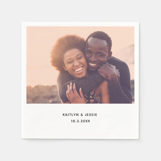 カスタム写パーソナライズされた結婚真 スタンダードカクテルナプキン (正面)