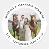 カスタム写モダンパーソナライズされた結婚真 ラウンドシール (正面)