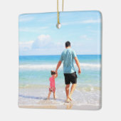 カスタム写真あなた自身のデザイン最高のパパ – 家族 セラミックオーナメント (左)