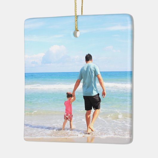カスタム写真あなた自身のデザイン最高のパパ – 家族 セラミックオーナメント (左)