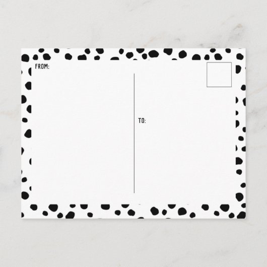 カスタム写真ありがとうブラックホワイトダルメシアンスポット ポストカード (裏面)