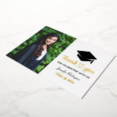 カスタム写真ありがとう卒業キャップグラード 箔招待状 (回転した状態)