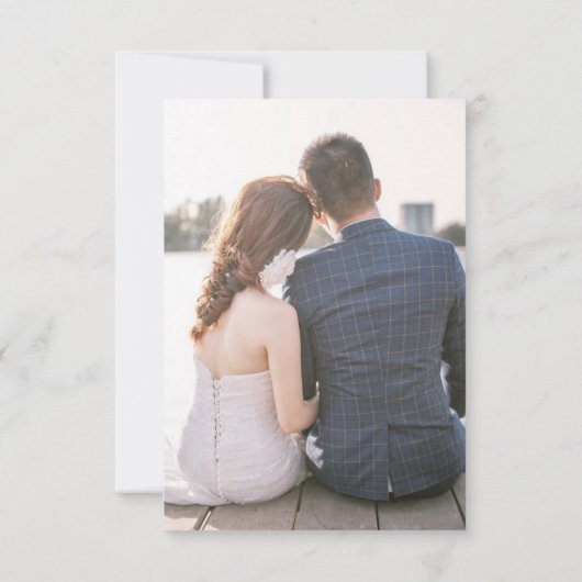 カスタム写真ありがとう素朴白いレース サンキューカード (裏面)