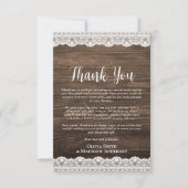 カスタム写真ありがとう素朴白いレース サンキューカード (正面)
