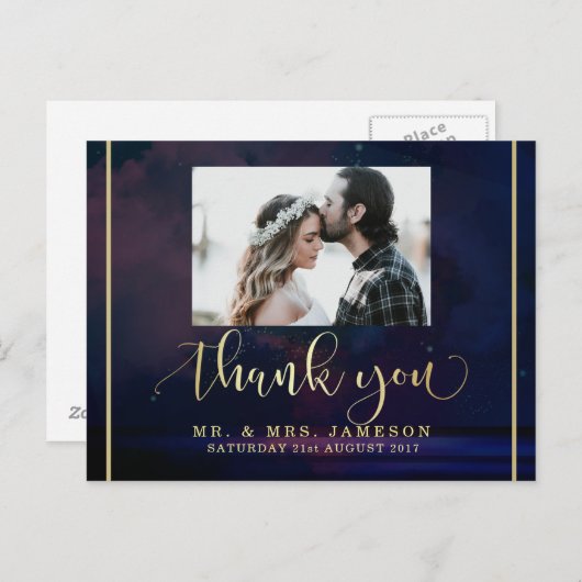 カスタム写真ありがとう | 星空 ポストカード (正面/裏面)