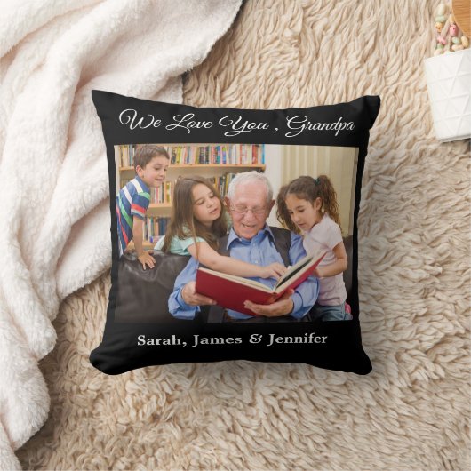 カスタム写真おじいちゃん名おじいちゃんを愛している クッション (ブランケット)