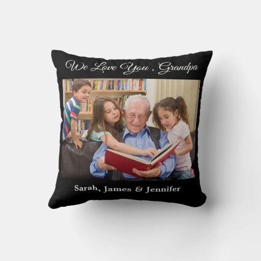 カスタム写真おじいちゃん名おじいちゃんを愛している クッション (裏面)