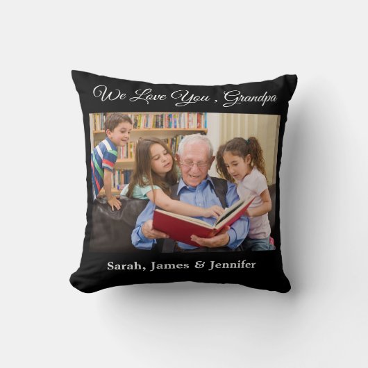 カスタム写真おじいちゃん名おじいちゃんを愛している クッション (正面)