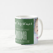 カスタム写真おばあちゃんクリスマスマググリーン コーヒーマグカップ (正面右)