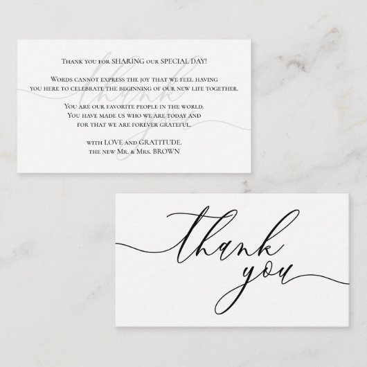 カスタム写真お二人で結婚式を共に過ごしていただきありがとうございます エンクロージャーカード (正面/裏面)