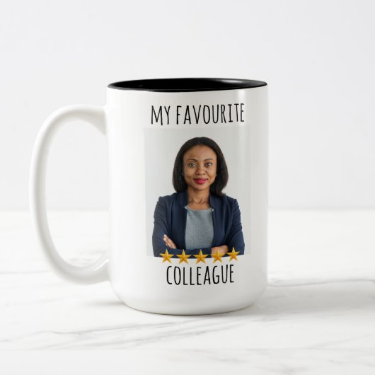 カスタム写真お気に入りの同僚5つ星 ツートーンマグカップ (左)