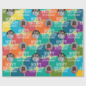 カスタム写真お洒落とカラフル誕生日 ラッピングペーパー (フラット)