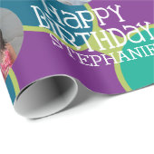 カスタム写真お洒落とカラフル誕生日 ラッピングペーパー (ロールコーナー)