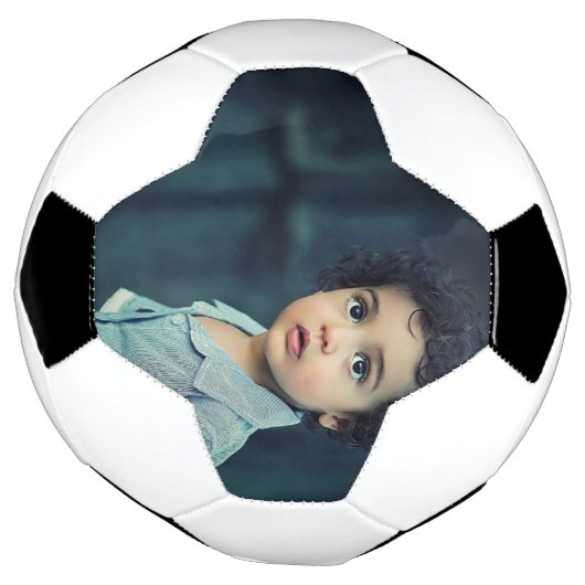 カスタム写真かわいいキッドあなたの写真を追加 サッカーボール (回転)