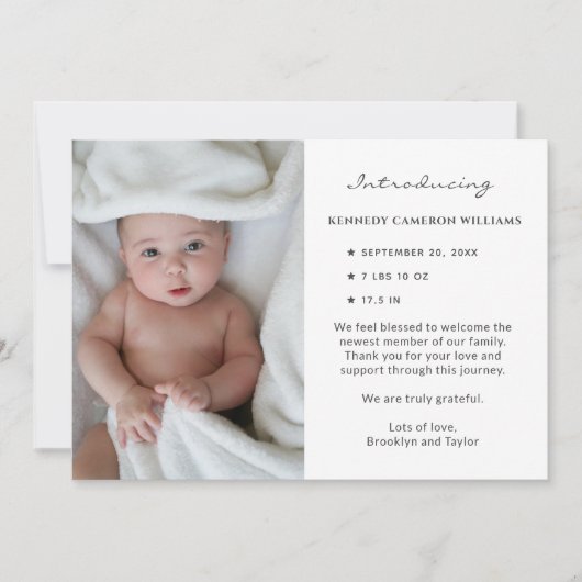 カスタム写真かわいいシンプルベビー生まれたばかりの誕生 案内状 (正面)