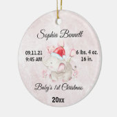 カスタム写真かわいいベビーの女の子初めてのクリスマス2022 セラミックオーナメント (左)