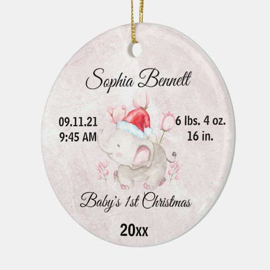 カスタム写真かわいいベビーの女の子初めてのクリスマス2022 セラミックオーナメント (左)