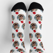 カスタム写真かわいい白いクリスマス ソックス (上部)