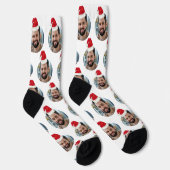 カスタム写真かわいい白いクリスマス ソックス (右)