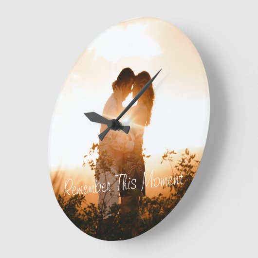 カスタム写真この瞬間の時計を思い出結婚す ラージ壁時計 (傾斜)