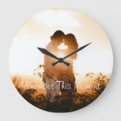 カスタム写真この瞬間の時計を思い出結婚す ラージ壁時計 (正面)