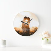 カスタム写真この瞬間の時計を思い出結婚す ラージ壁時計 (ホーム)