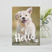 カスタム写真こんにちは新しいペットの子犬 案内状 (スタンド正面)