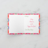 カスタム写真すてき赤ハッピーグリーンメリークリスマス シーズンカード (内部)
