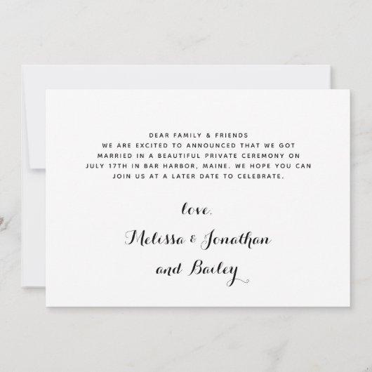 カスタム写真たった今結婚しましたドッグ結婚発表 セーブザデート (裏面)