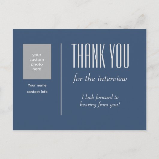 カスタム写真でのインタビューありがとう ポストカード (正面)