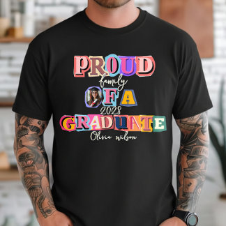 カスタム写真で卒業を祝う家族のTシャツ 卒業おめでとう Tシャツ