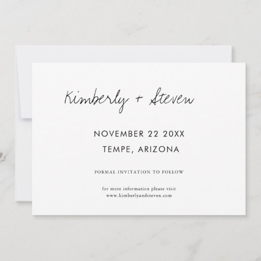 カスタム写真で結婚式の招待を保存 セーブザデート (裏面)