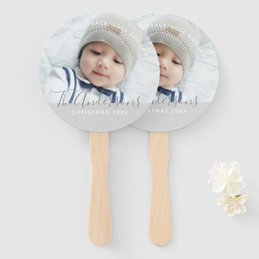 カスタム写真とカスタム文字の色 ハンドファン (正面&裏面)