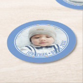 カスタム写真とカスタム文字の色 ラウンドペーパーコースター (アングル)
