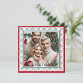カスタム写真とクリスマスポインセチア・ホリデーカード カード (スタンド正面)