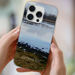 カスタム写真とテキストのカスタマイズ可能ランドスケープ iPhone 15 PROケース