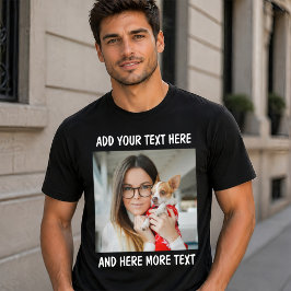 カスタム写真とテキストまたは名前 Tシャツ