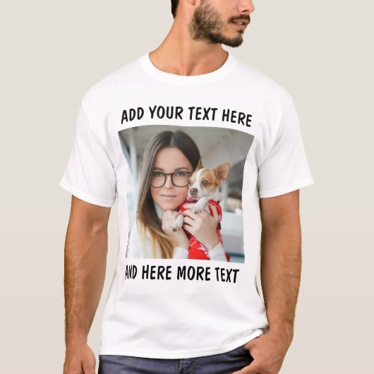 カスタム写真とテキストまたは名前 Tシャツ (正面)